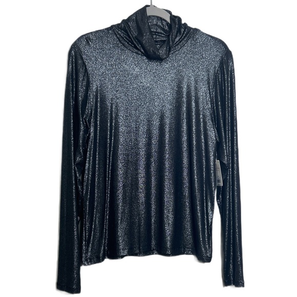 Lucky Brand Black & Metallic Silver Long Sleeve Turtleneck - Picture 9 of 11